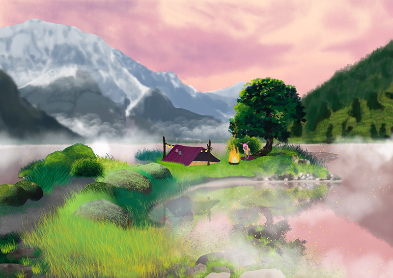 Fairytale camping - Illustration av en lägerplats