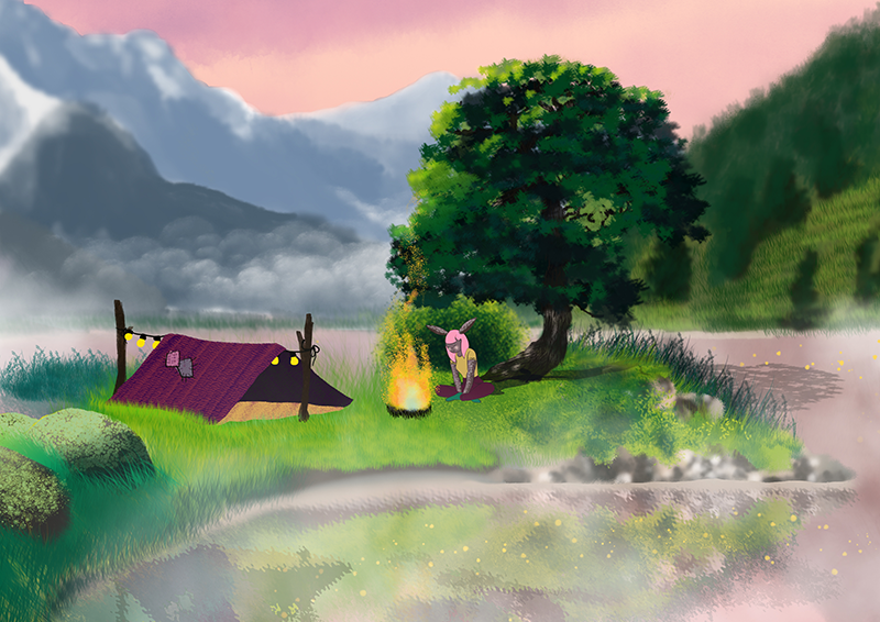 Fairytale camping - Illustration av en lägerplats